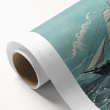 Vintage Ship Illustration Poster - Boston Harbor Maritime Art