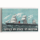 Vintage Ship Illustration Poster - Boston Harbor Maritime Art
