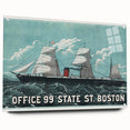 Vintage Ship Illustration Poster - Boston Harbor Maritime Art