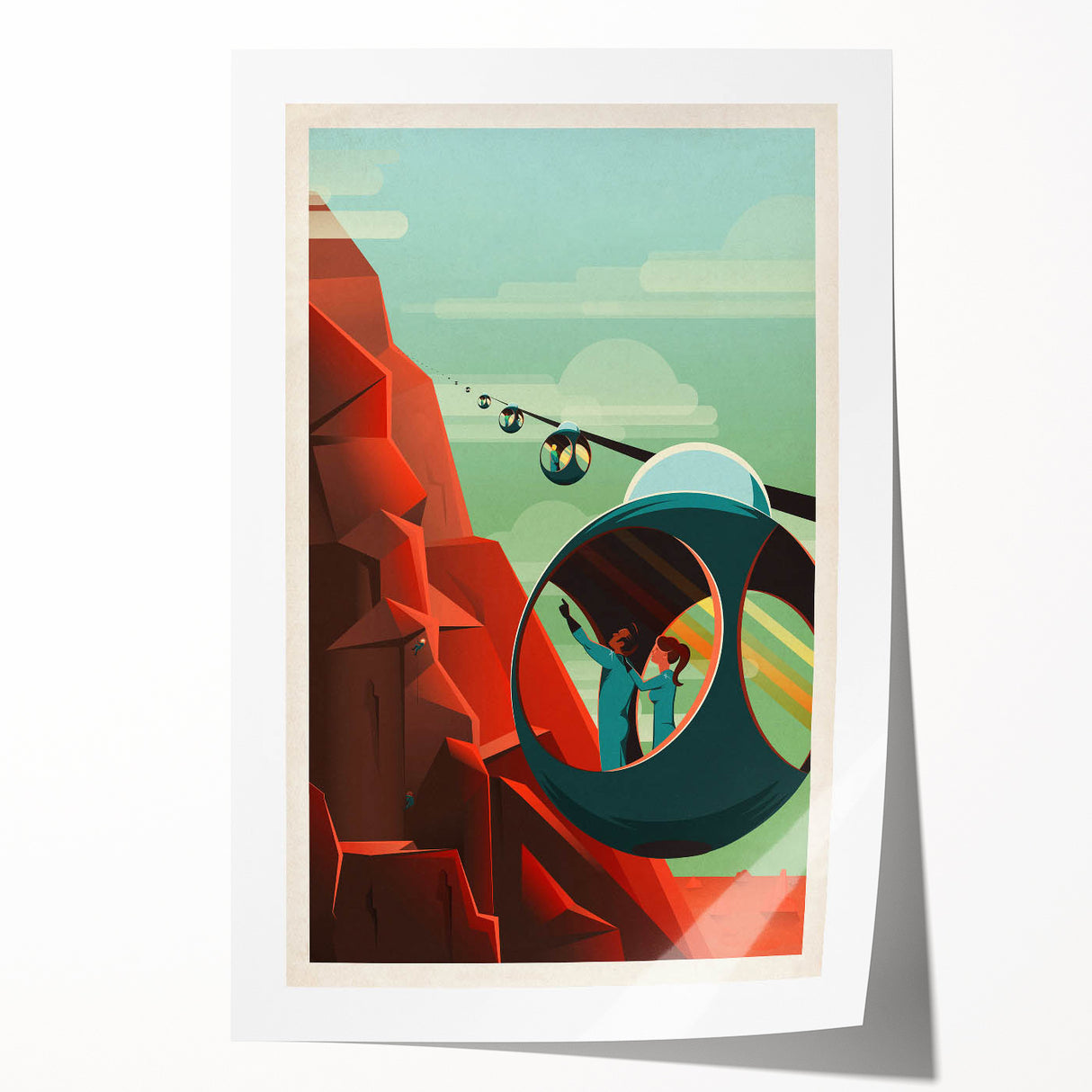 Vintage Cable Car Adventure Poster – Retro Scenic Travel Art