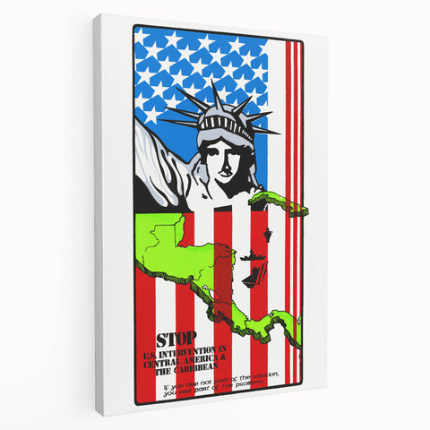 Vintage U.S. Intervention Protest Poster – Retro Statue of Liberty Art
