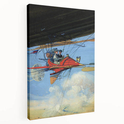 Vintage Aerial Adventure Poster – Retro Red Plane Travel Art