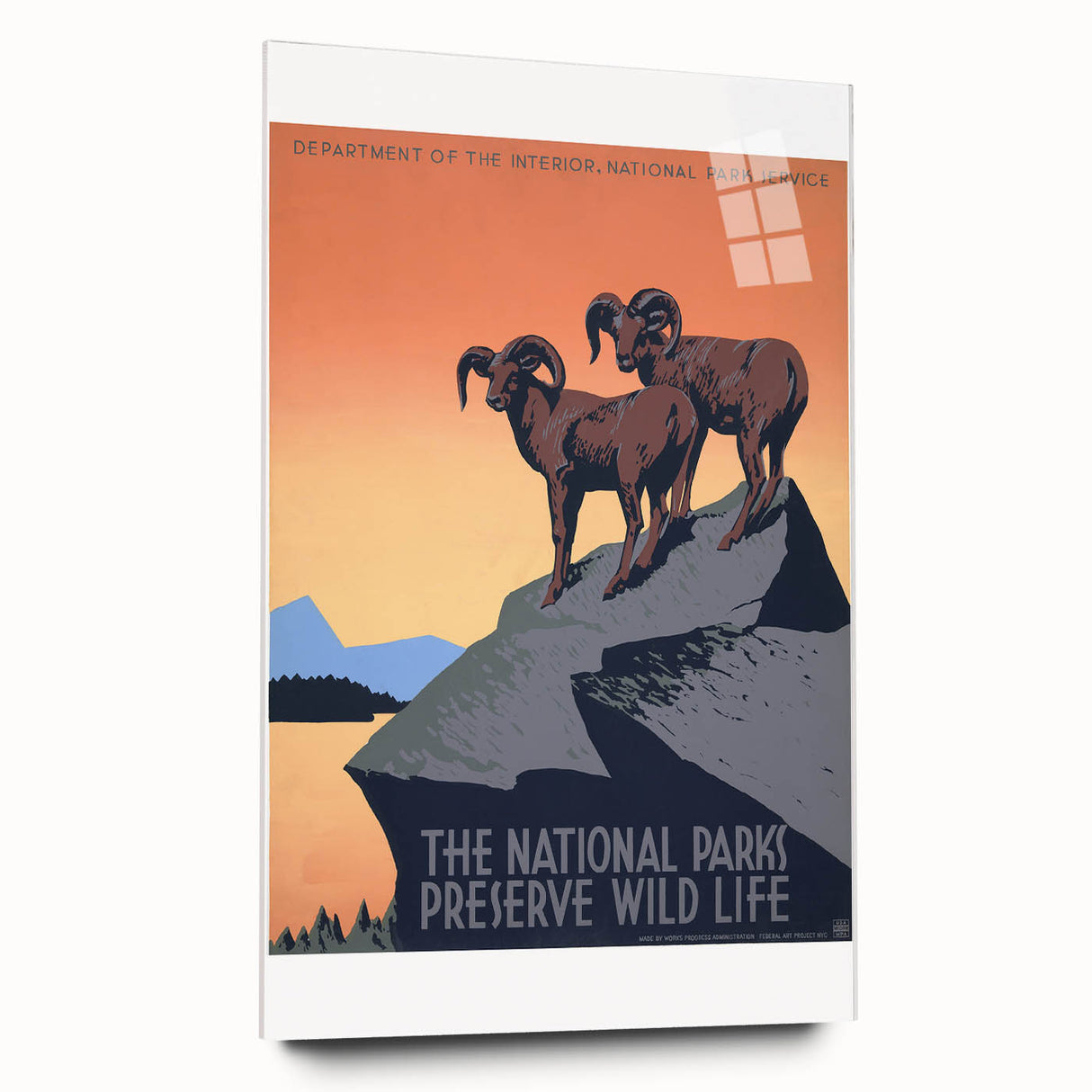 Vintage National Parks Wildlife Poster – Retro Bighorn Sheep Art
