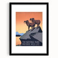 Vintage National Parks Wildlife Poster – Retro Bighorn Sheep Art