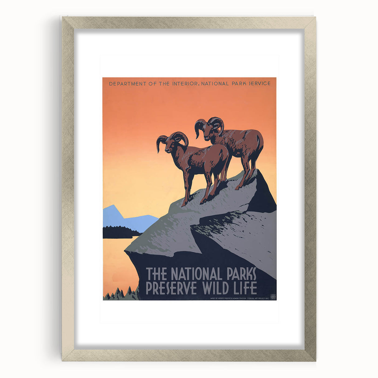 Vintage National Parks Wildlife Poster – Retro Bighorn Sheep Art