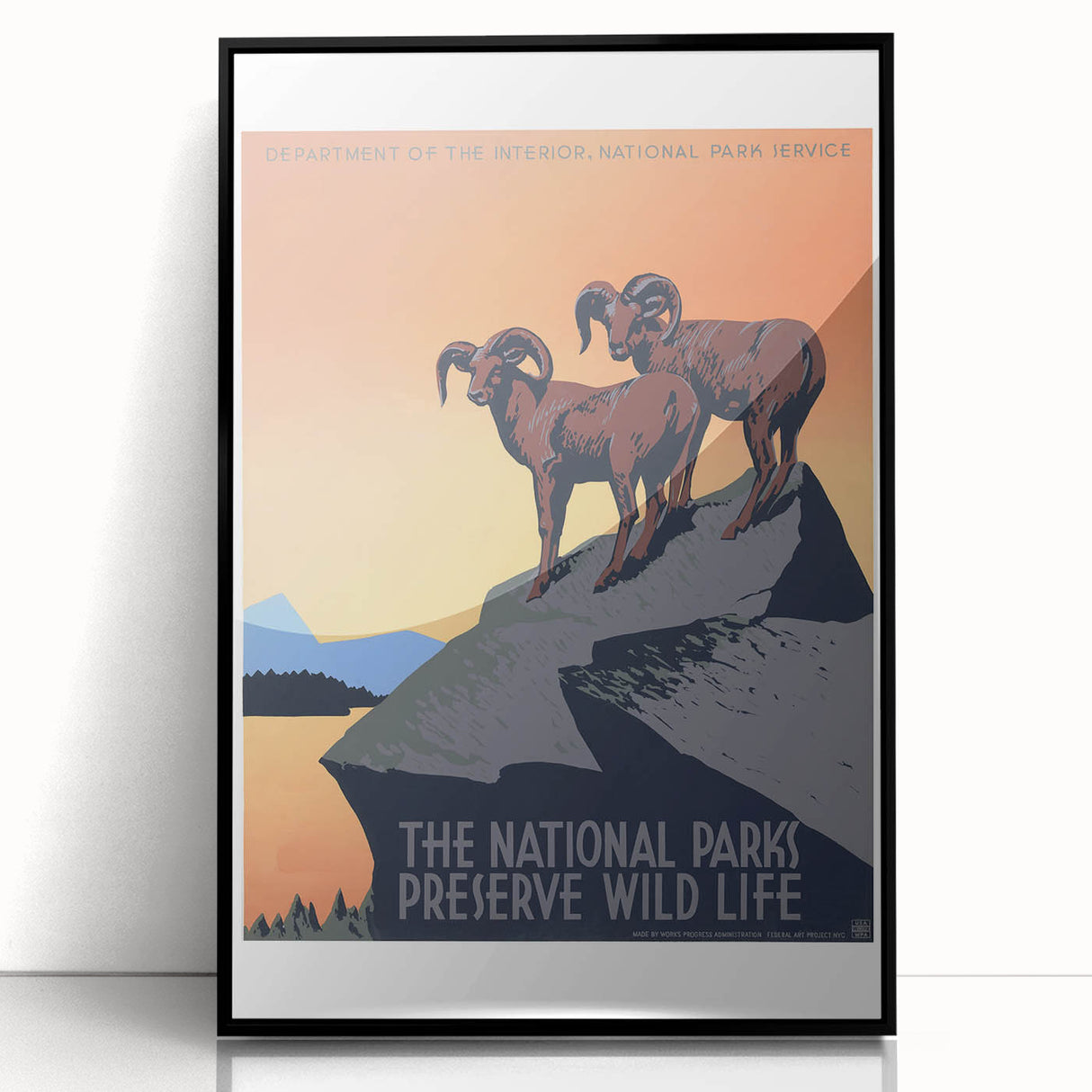 Vintage National Parks Wildlife Poster – Retro Bighorn Sheep Art