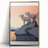 Vintage National Parks Wildlife Poster – Retro Bighorn Sheep Art