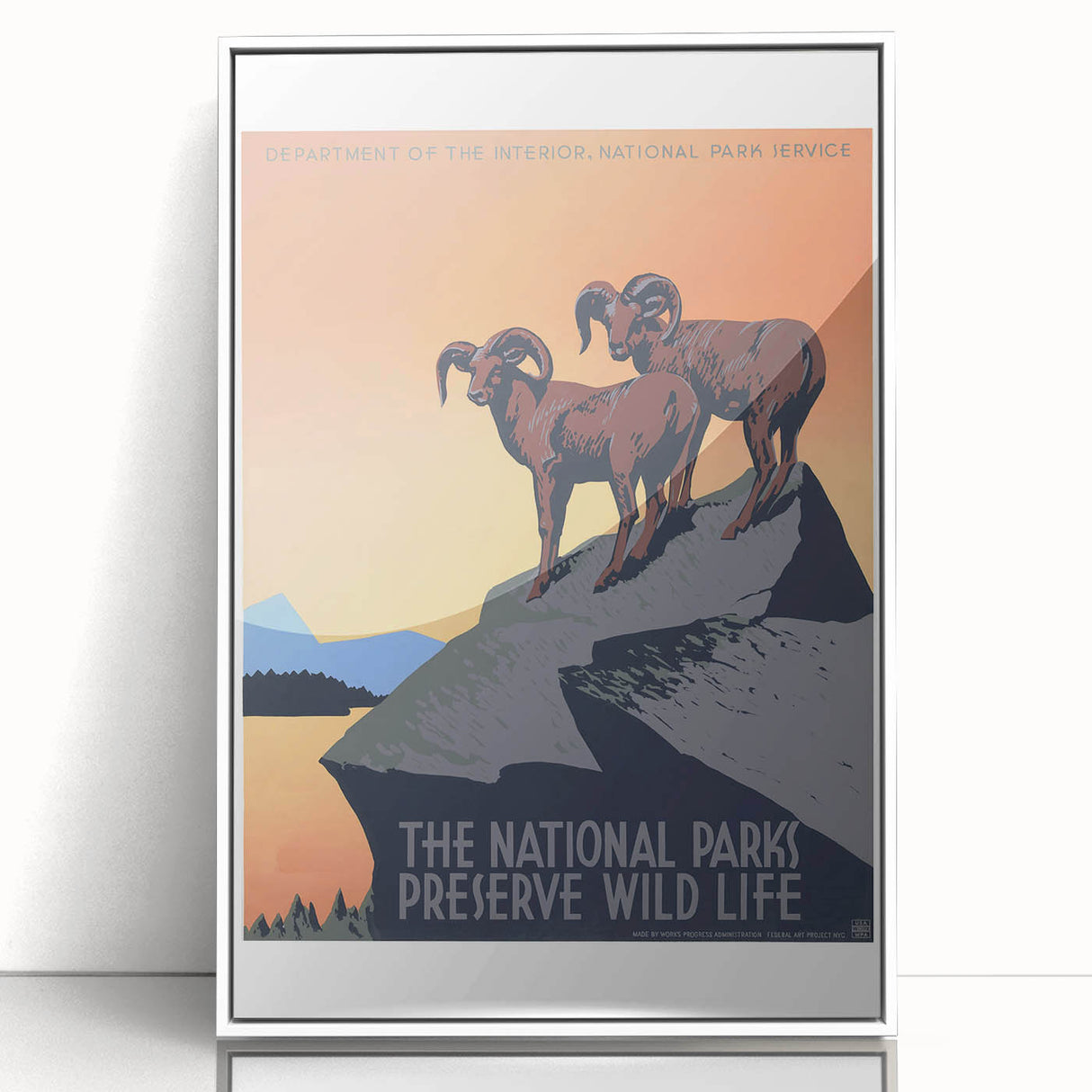 Vintage National Parks Wildlife Poster – Retro Bighorn Sheep Art