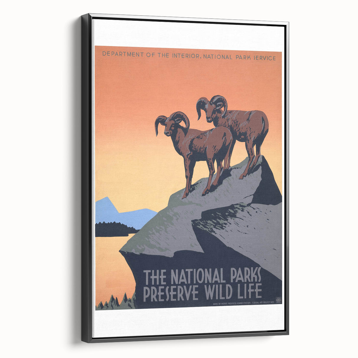 Vintage National Parks Wildlife Poster – Retro Bighorn Sheep Art