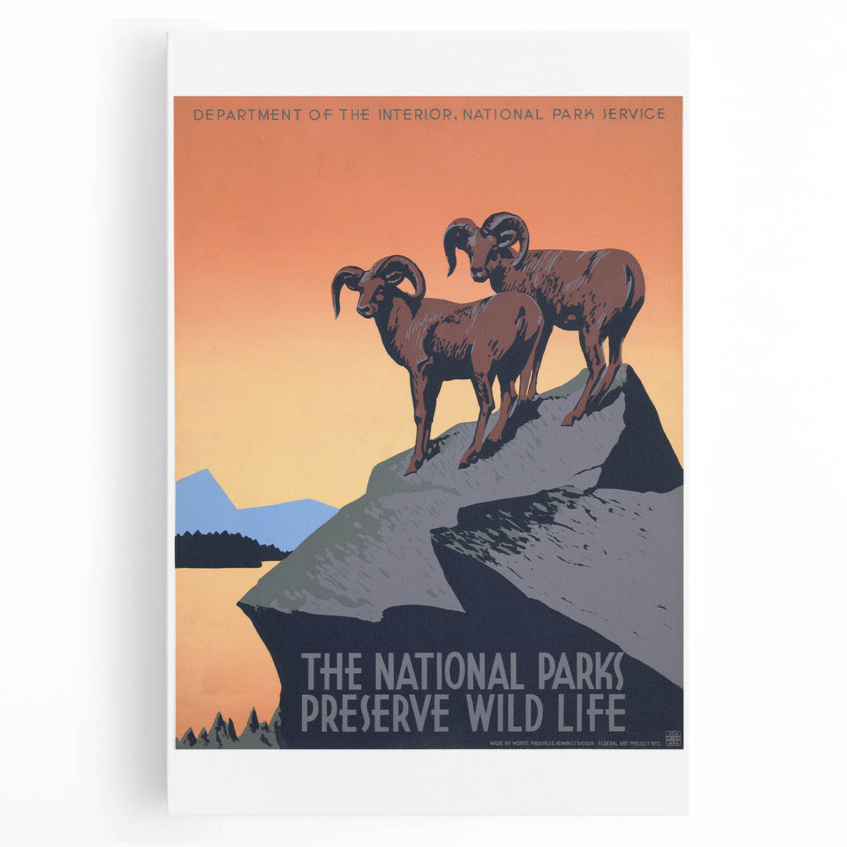 Vintage National Parks Wildlife Poster – Retro Bighorn Sheep Art