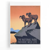 Vintage National Parks Wildlife Poster – Retro Bighorn Sheep Art