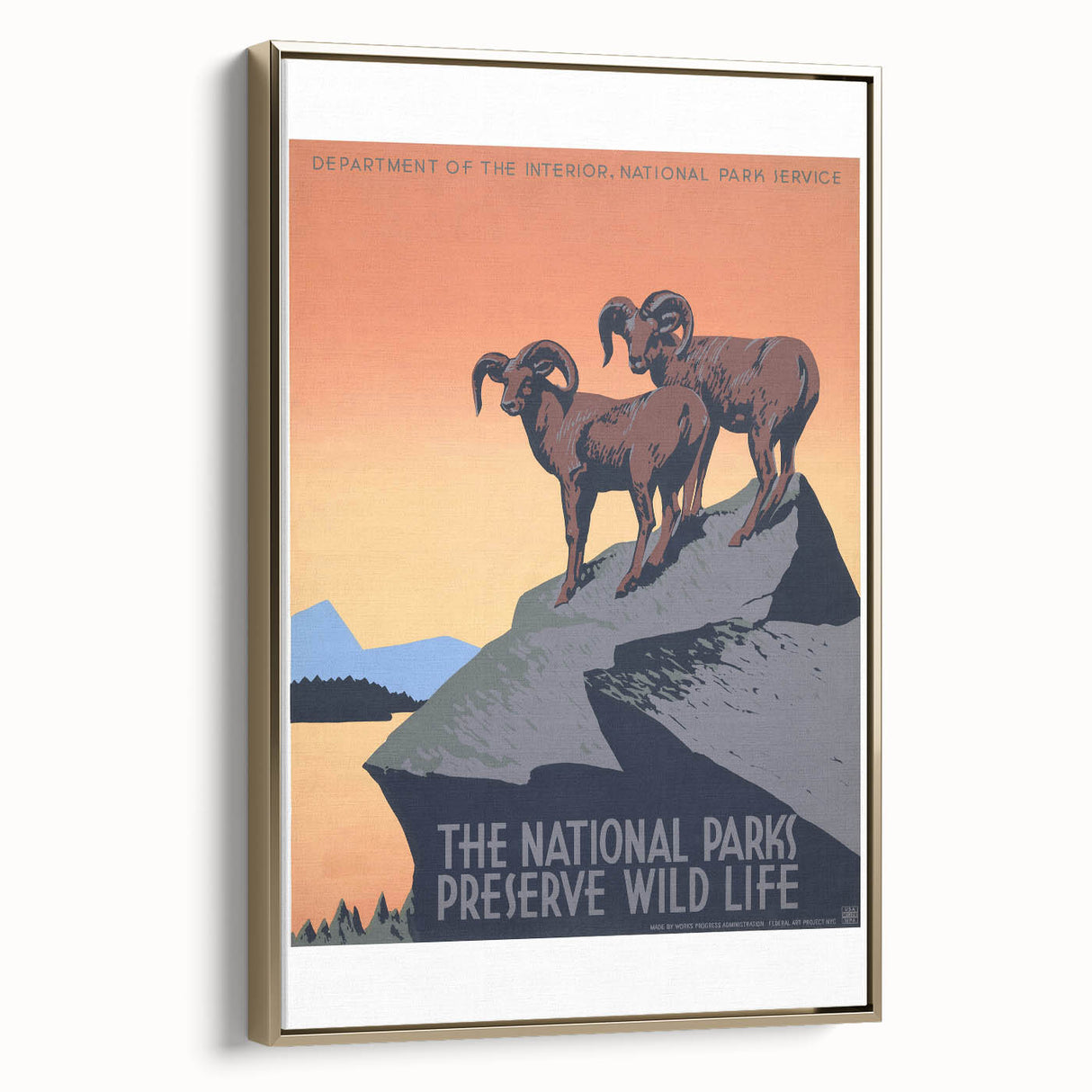 Vintage National Parks Wildlife Poster – Retro Bighorn Sheep Art