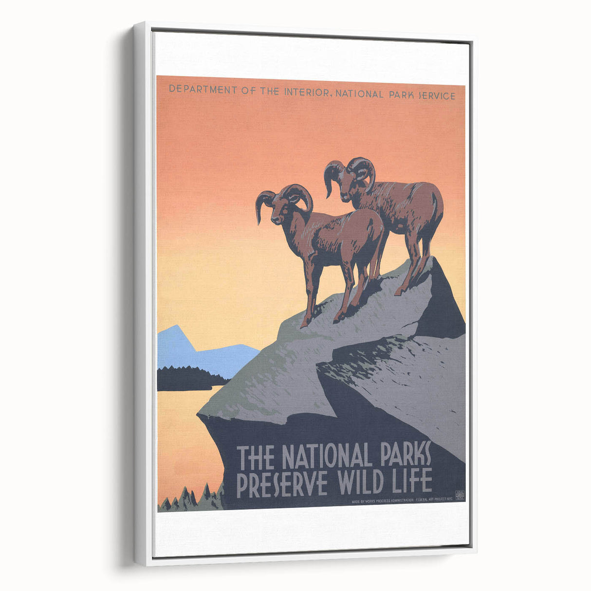 Vintage National Parks Wildlife Poster – Retro Bighorn Sheep Art