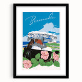 Vintage Bermuda Travel Poster – Retro Couple with Umbrella Art
