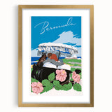 Vintage Bermuda Travel Poster – Retro Couple with Umbrella Art