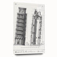 Vintage Leaning Tower of Pisa Blueprint Poster – Retro Architecture Art