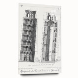 Vintage Leaning Tower of Pisa Blueprint Poster – Retro Architecture Art