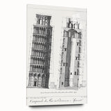 Vintage Leaning Tower of Pisa Blueprint Poster – Retro Architecture Art