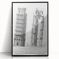Vintage Leaning Tower of Pisa Blueprint Poster – Retro Architecture Art
