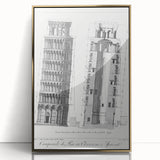 Vintage Leaning Tower of Pisa Blueprint Poster – Retro Architecture Art