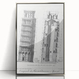 Vintage Leaning Tower of Pisa Blueprint Poster – Retro Architecture Art