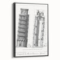 Vintage Leaning Tower of Pisa Blueprint Poster – Retro Architecture Art