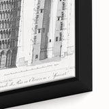 Vintage Leaning Tower of Pisa Blueprint Poster – Retro Architecture Art