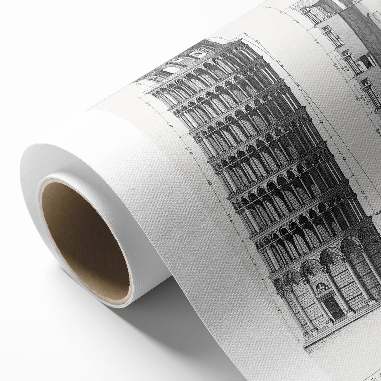 Vintage Leaning Tower of Pisa Blueprint Poster – Retro Architecture Art