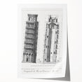 Vintage Leaning Tower of Pisa Blueprint Poster – Retro Architecture Art