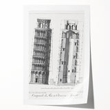 Vintage Leaning Tower of Pisa Blueprint Poster – Retro Architecture Art