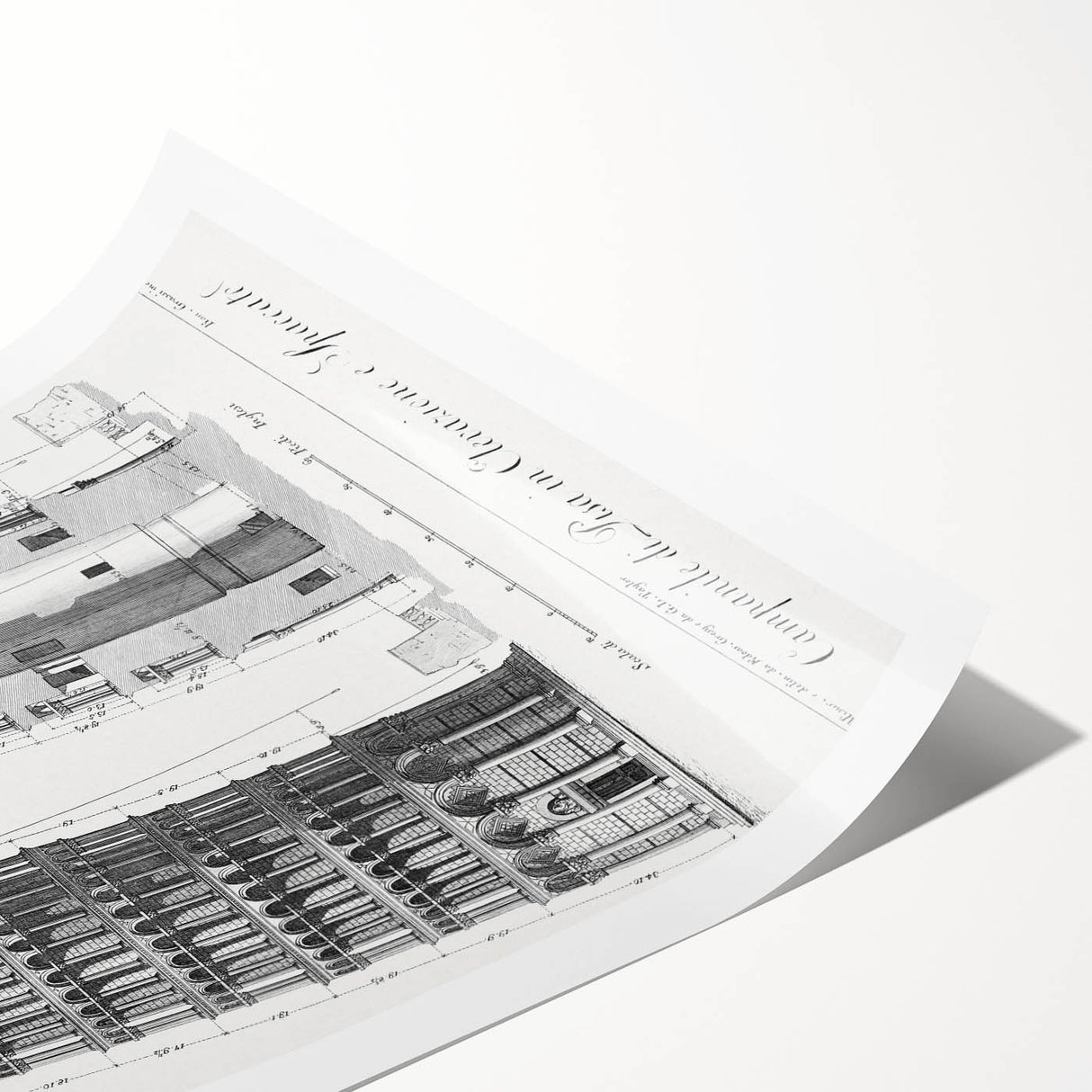 Vintage Leaning Tower of Pisa Blueprint Poster – Retro Architecture Art
