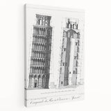 Vintage Leaning Tower of Pisa Blueprint Poster – Retro Architecture Art