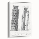 Vintage Leaning Tower of Pisa Blueprint Poster – Retro Architecture Art