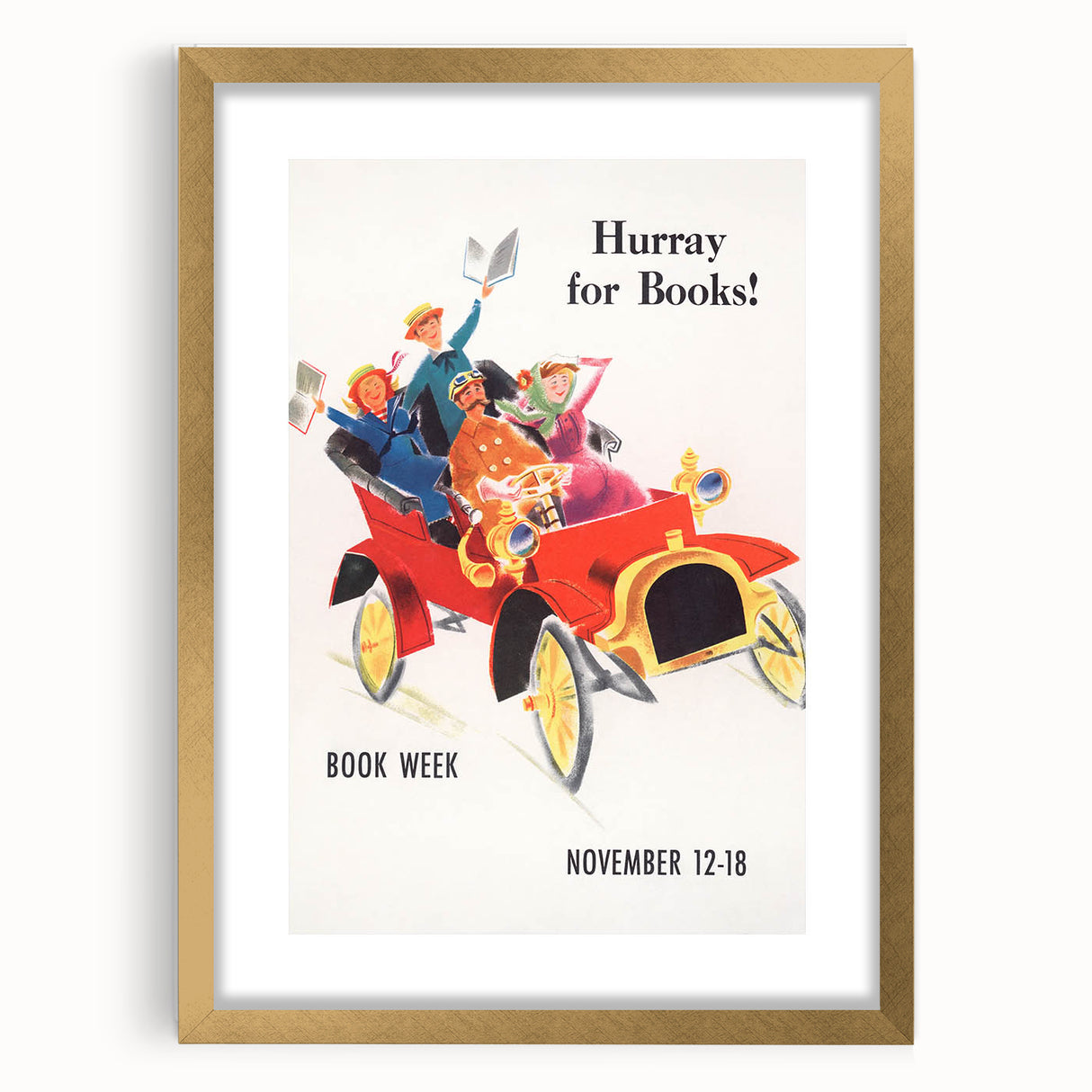 Vintage Book Week Poster – Hurray for Books Retro Art
