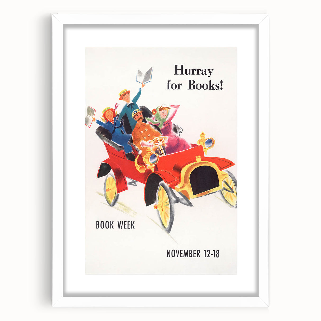 Vintage Book Week Poster – Hurray for Books Retro Art