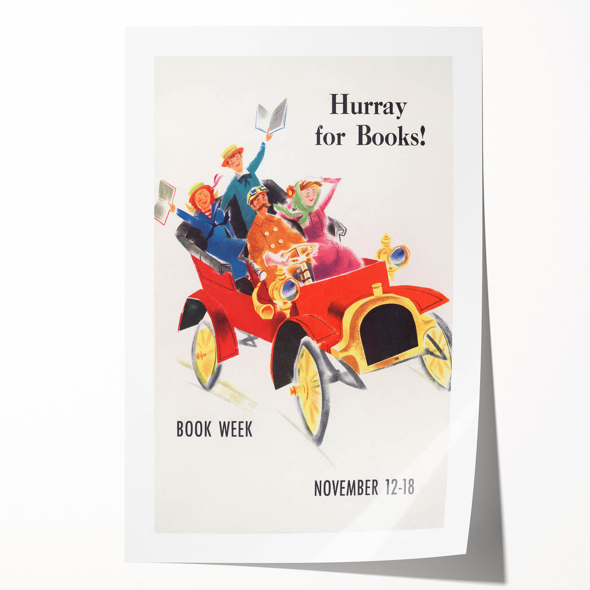 Vintage Book Week Poster – Hurray for Books Retro Art