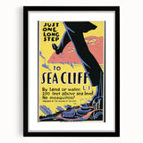 Vintage Sea Cliff Travel Poster – Retro Long Step to Sea Cliff Art