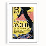 Vintage Sea Cliff Travel Poster – Retro Long Step to Sea Cliff Art