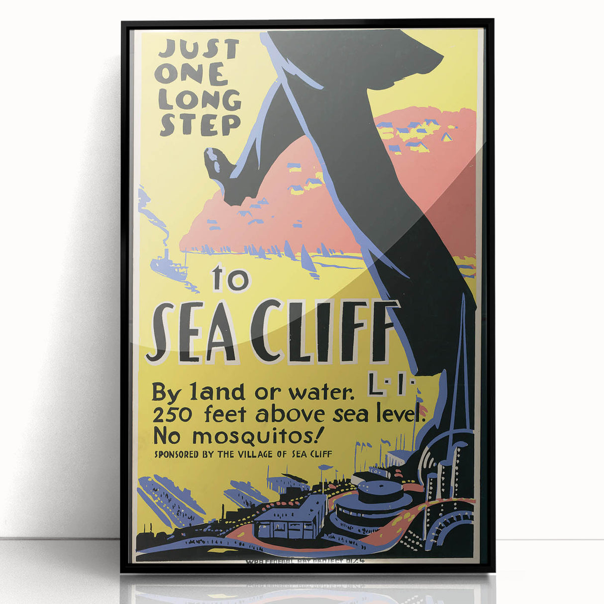 Vintage Sea Cliff Travel Poster – Retro Long Step to Sea Cliff Art