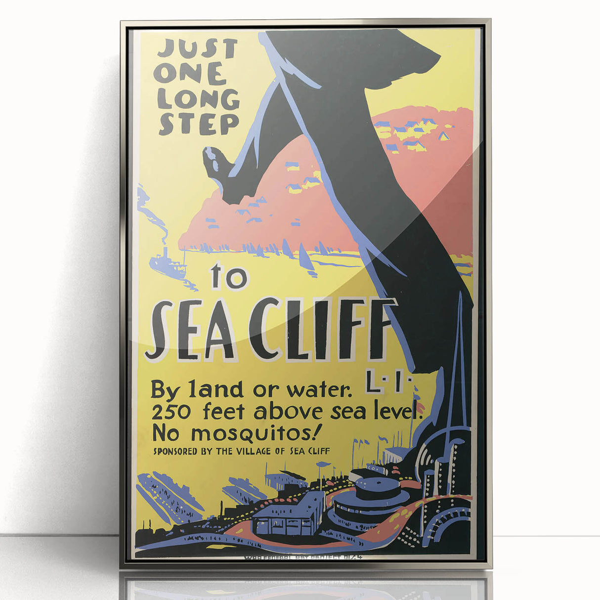 Vintage Sea Cliff Travel Poster – Retro Long Step to Sea Cliff Art