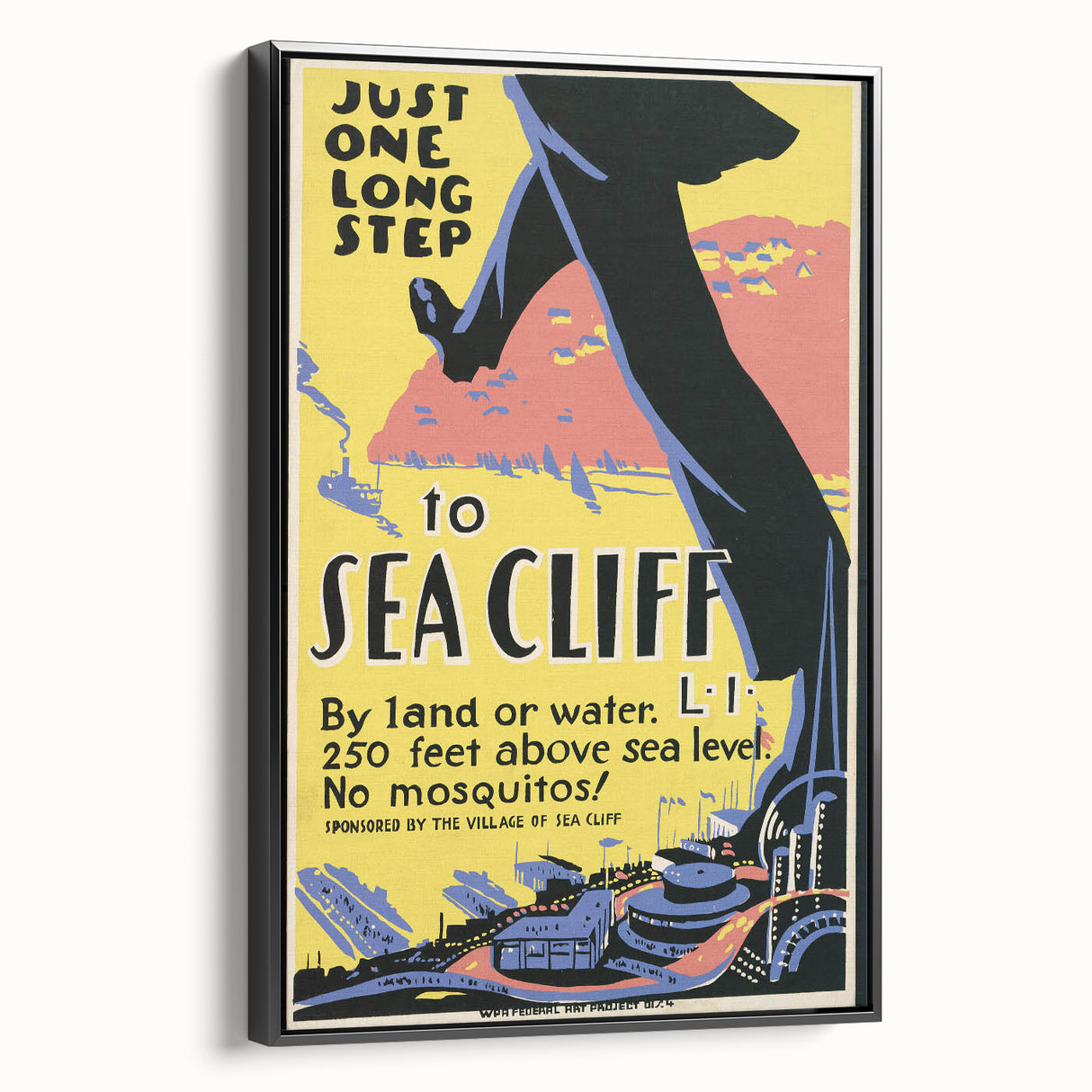 Vintage Sea Cliff Travel Poster – Retro Long Step to Sea Cliff Art