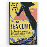 Vintage Sea Cliff Travel Poster – Retro Long Step to Sea Cliff Art