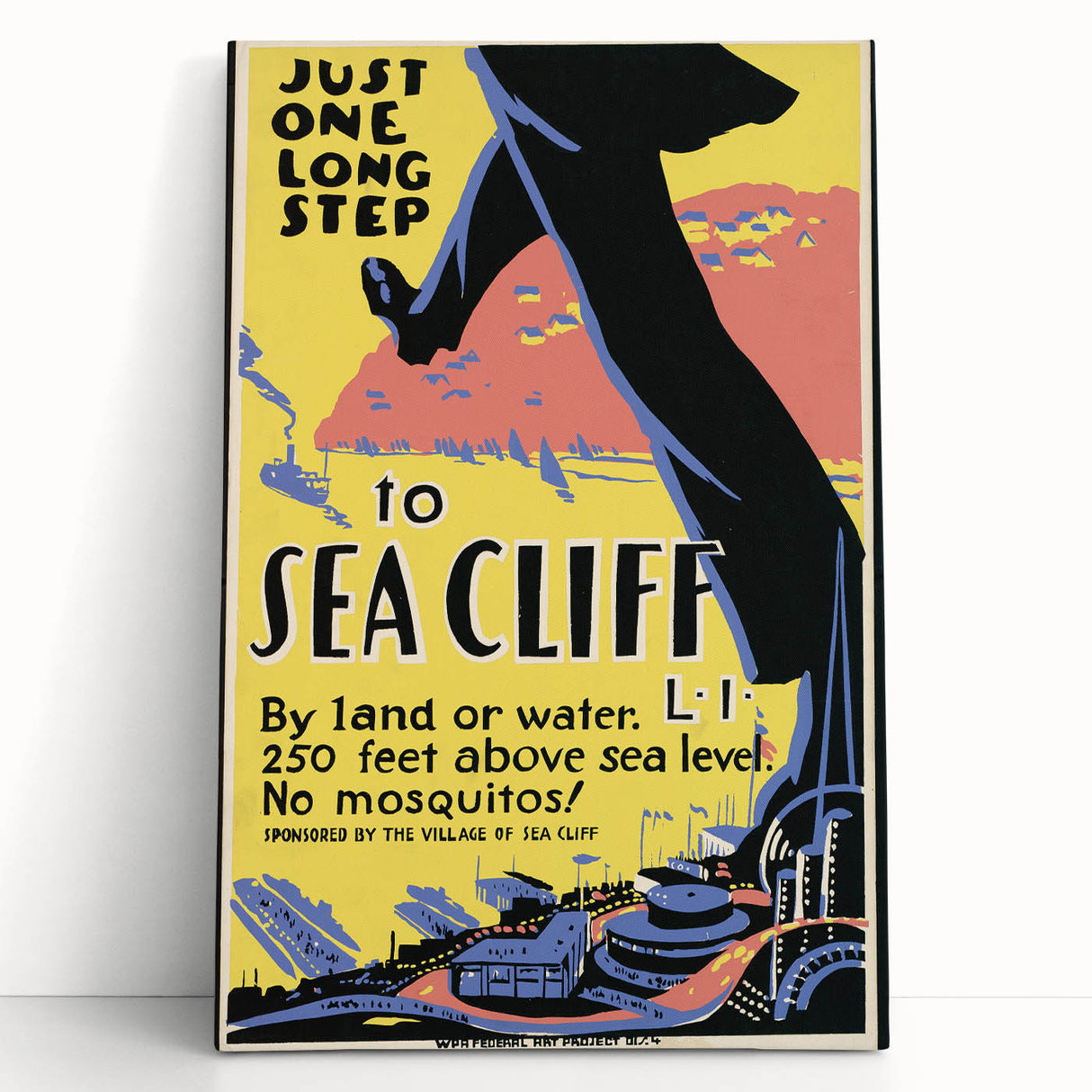 Vintage Sea Cliff Travel Poster – Retro Long Step to Sea Cliff Art