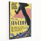 Vintage Sea Cliff Travel Poster – Retro Long Step to Sea Cliff Art