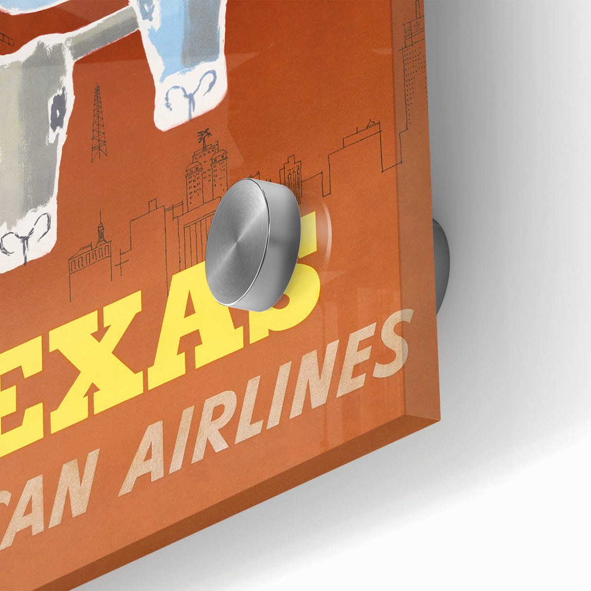 Vintage Texas American Airlines Poster – Retro Longhorn Travel Art