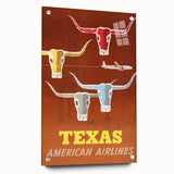 Vintage Texas American Airlines Poster – Retro Longhorn Travel Art