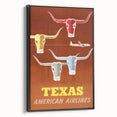 Vintage Texas American Airlines Poster – Retro Longhorn Travel Art