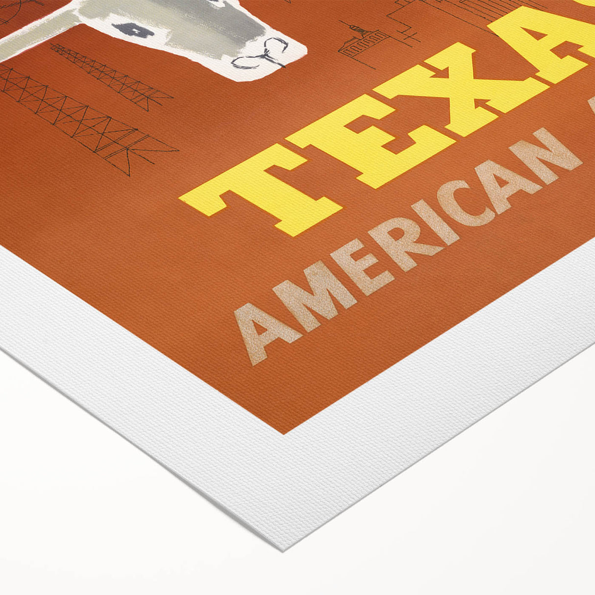 Vintage Texas American Airlines Poster – Retro Longhorn Travel Art