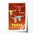 Vintage Texas American Airlines Poster – Retro Longhorn Travel Art