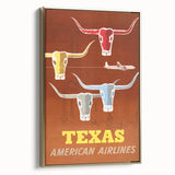 Vintage Texas American Airlines Poster – Retro Longhorn Travel Art